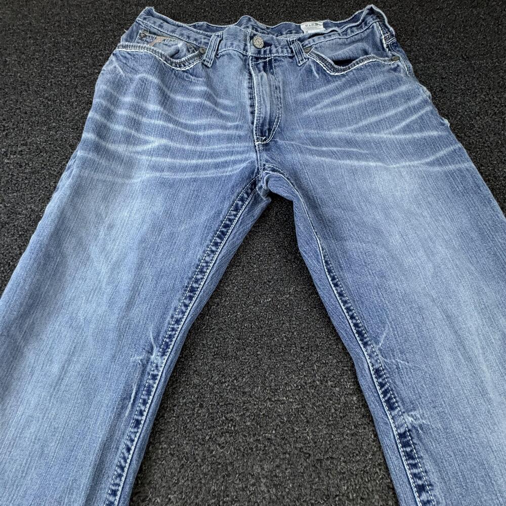 Ariat Jeans Mens 36x34 Blue Straight Regular Fit Zip Fly Light Wash Denim